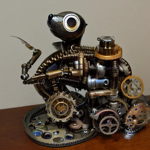 Image similar to river otter made of mechanical steampunk parts