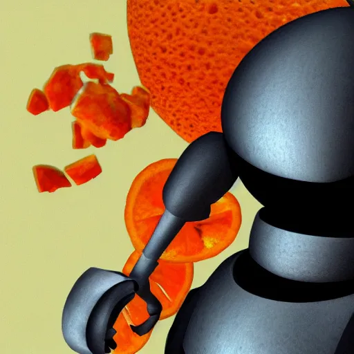 Image similar to the iron giant with orange peel texture, realistic, render