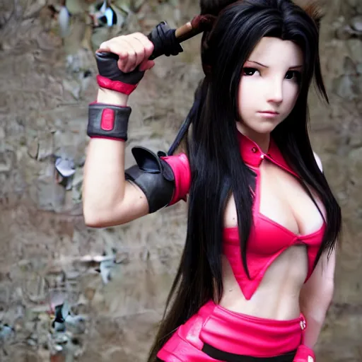 Image similar to aerith gainsborough mixed with tifa lockhart