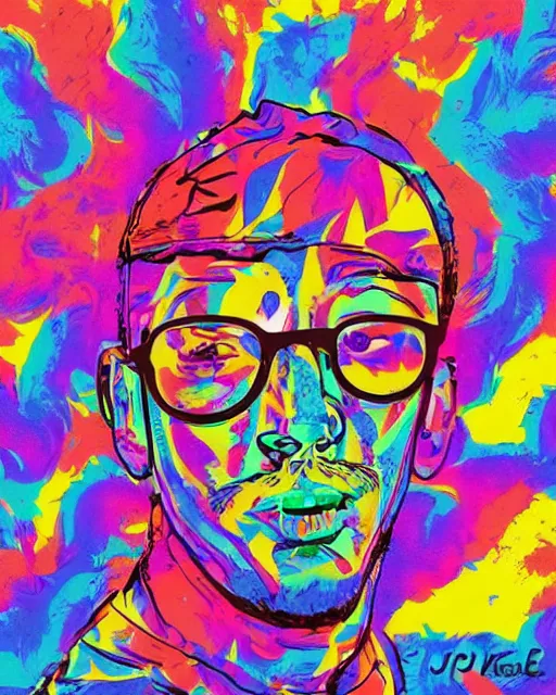 Prompt: mac miller, lsd trip, by john keebs lee, pittsburgh, blue slide park, good vibes, peace, love, 4 2 0, don't trip, swimming in circles, highly detailed