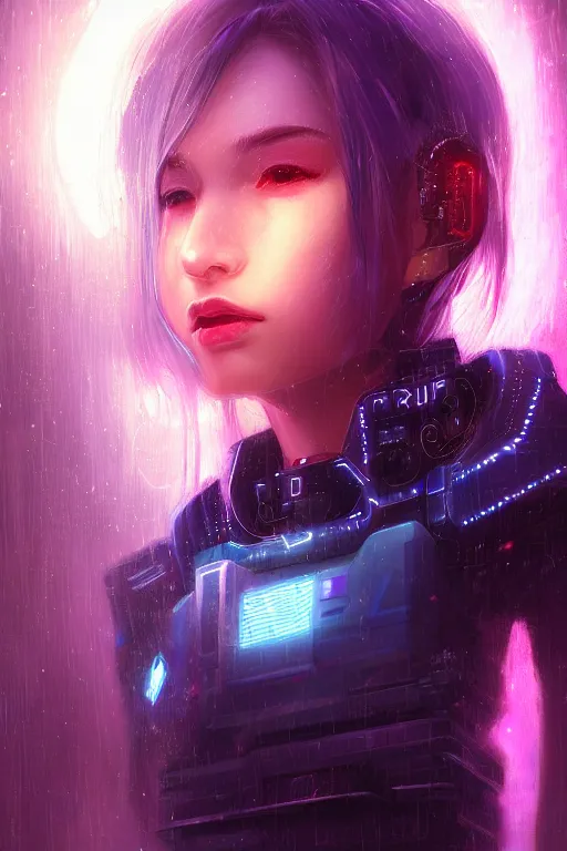 Prompt: portrait futuristic superb cyberpunk young female Summoner, in futuristic snowy thunder flashing tokyo rooftop cyberpunk night, ssci-fi, fantasy, intricate, very very beautiful, elegant, neon light, highly detailed, digital painting, artstation, concept art, soft light, hdri, smooth, sharp focus, illustration, art by tian zi and craig mullins and WLOP and alphonse mucha