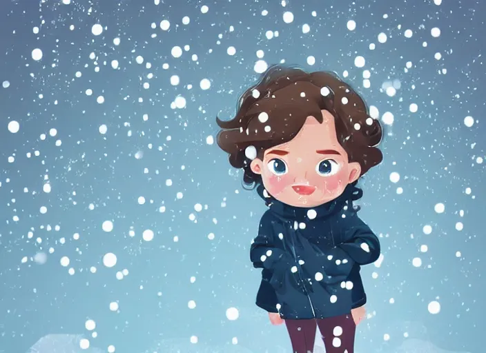 Image similar to little girl with short wavy curly light brown hair happy in the snow. clean cel shaded vector art. shutterstock. behance hd by lois van baarle, artgerm, helen huang, by makoto shinkai and ilya kuvshinov, rossdraws, illustration, art by ilya kuvshinov