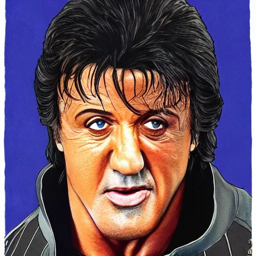 Prompt: color portrait of sylvester stallone .preserved identity ! preserved likeness !