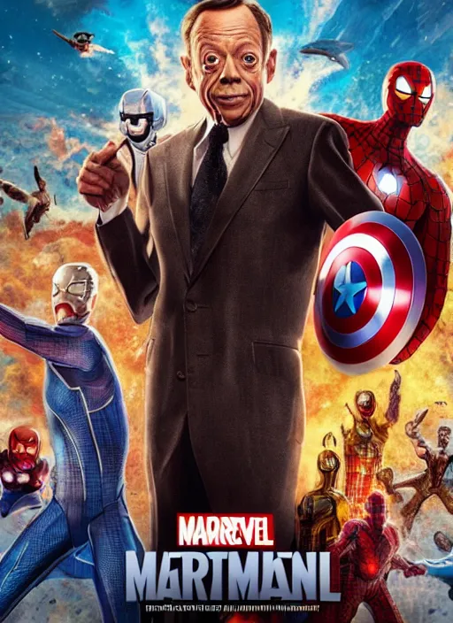 Image similar to don knotts in the marvel cinematic universe, movie poster, official marvel media, highly detailed, poster artwork