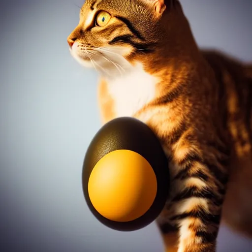 Image similar to A cat hatching from an egg, studio lighting, photorealistic, 4K