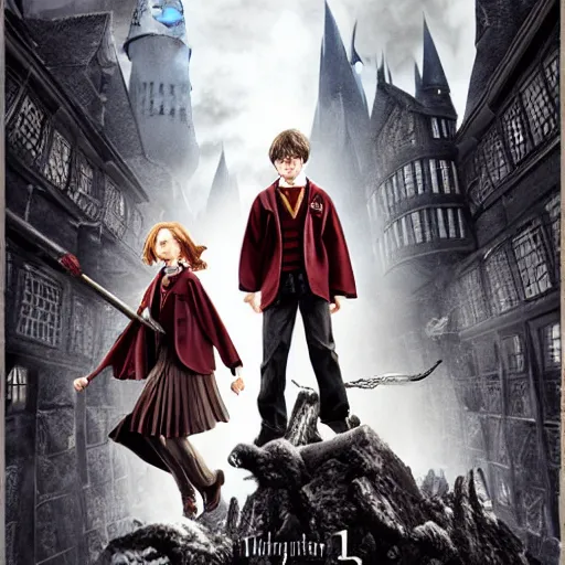 Prompt: Harry potter playstation game poster , Artwork by Akihiko Yoshida, cinematic composition