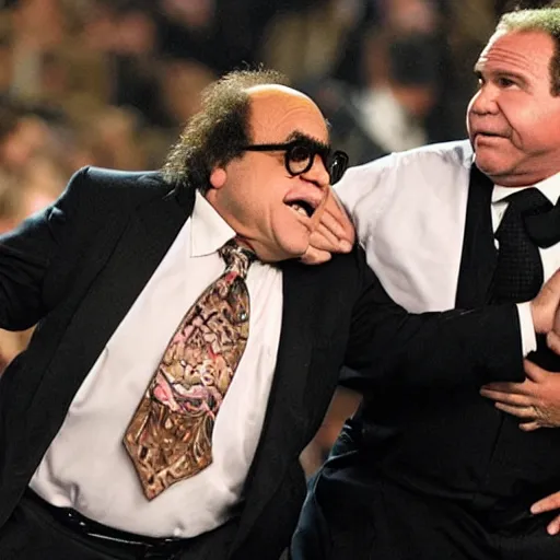 Image similar to danny devito and will ferrell in a fight to the death