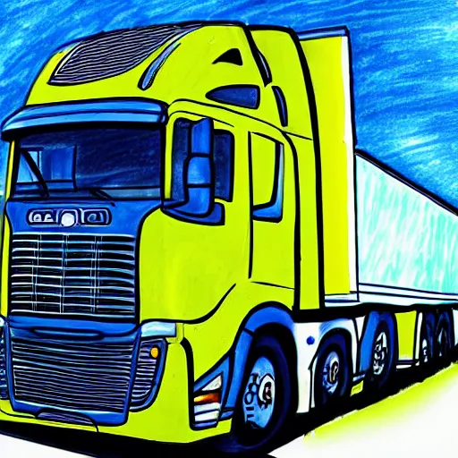 Image similar to an awesome drawing with camion by peter klasen