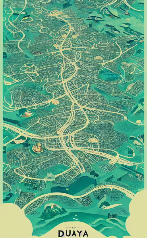 Image similar to dubai poster map, poster art by victo ngai, behance contest winner, environmental art, lovecraftian, intricate, infographic, marginalia, unreal engine, epic