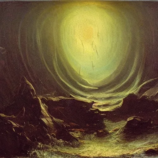 Image similar to the abyss, 1 9 th century oil painting