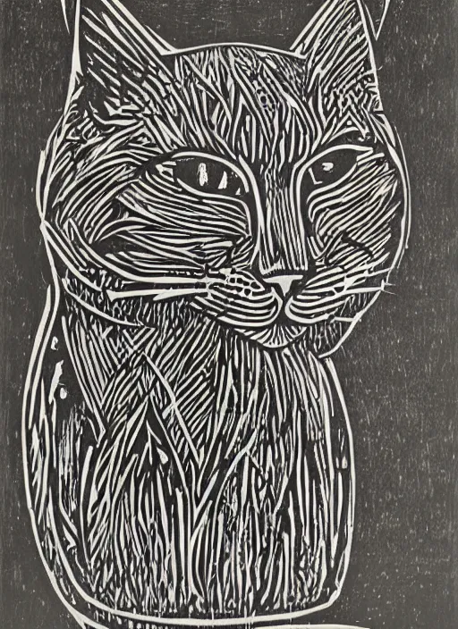 Image similar to cat woodcut print by Samuel Jessurun de Mesquita