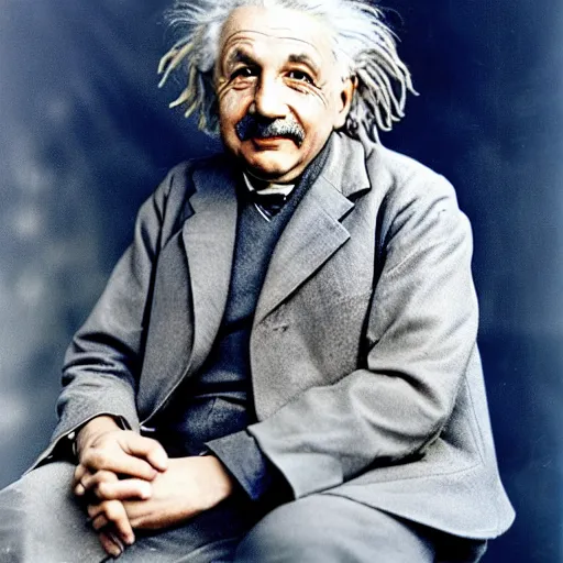 Prompt: color photo of einstein with goku hair