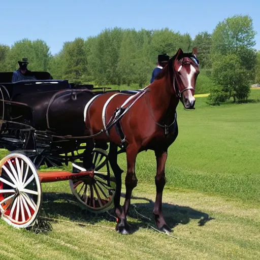 Image similar to amish horse pulled buggy with nacar decals