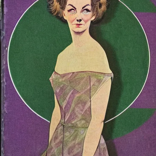 Prompt: faceless woman, hyper detailed, photo realism, Vintage Magazine Illustration 1960s, deep green mood