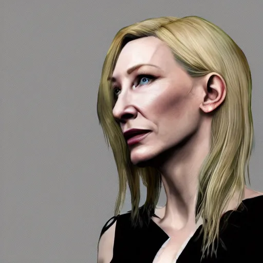 Image similar to concept art of cate blanchett in grand theft auto V, gaming, detailed, 4k