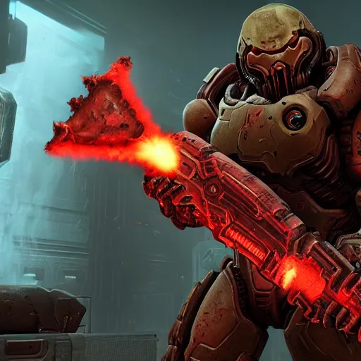 Image similar to doom slayer from doom eternal, photography