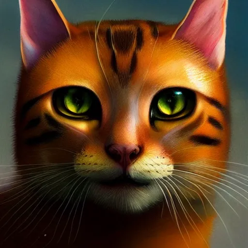 Image similar to cinematic portrait of fireheart cat from warriors, perfect face, delicate, elegant, by alyssa monks, highly detailed, symmetrical face, fine details, masterpiece, trending on artstation