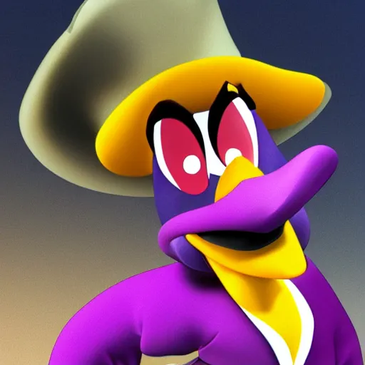 Prompt: photorealistic 3d darkwing duck