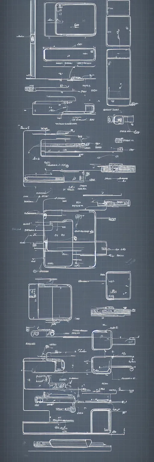 Image similar to iphone 13 diargam, patent, blueprint, detailed