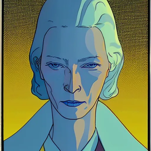 Image similar to tilda swinton retro minimalist portrait by jean giraud, moebius starwatcher comic, 8 k