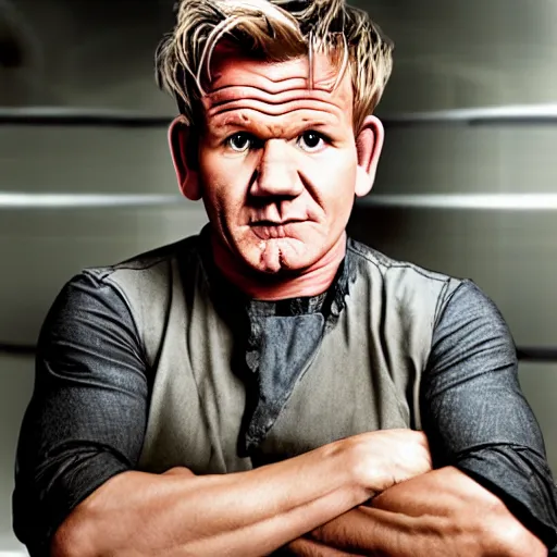 Image similar to gordon ramsay depicted as pippin hobbit