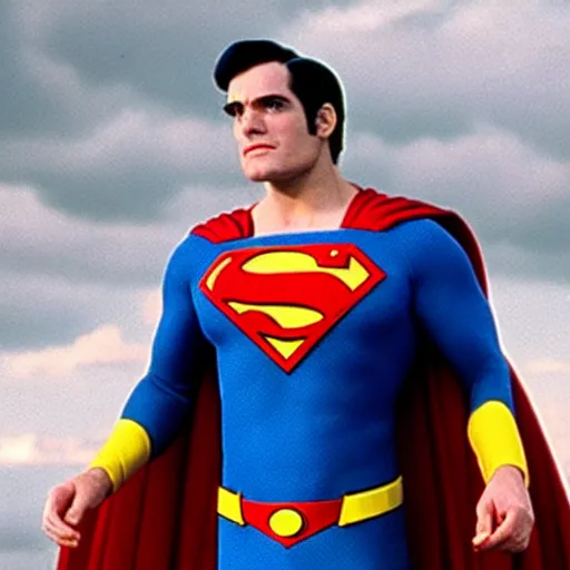 Image similar to superman (1983) played by danny devito,