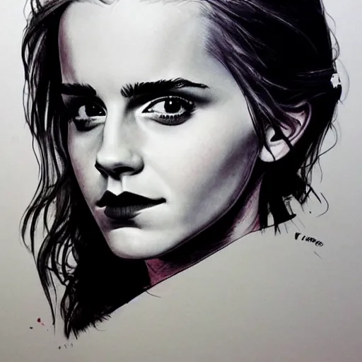Prompt: emma watson in the style of adi granov, colourful hand drawing, beautiful faces, dramatic, tragic, intricate, detailed, beautiful