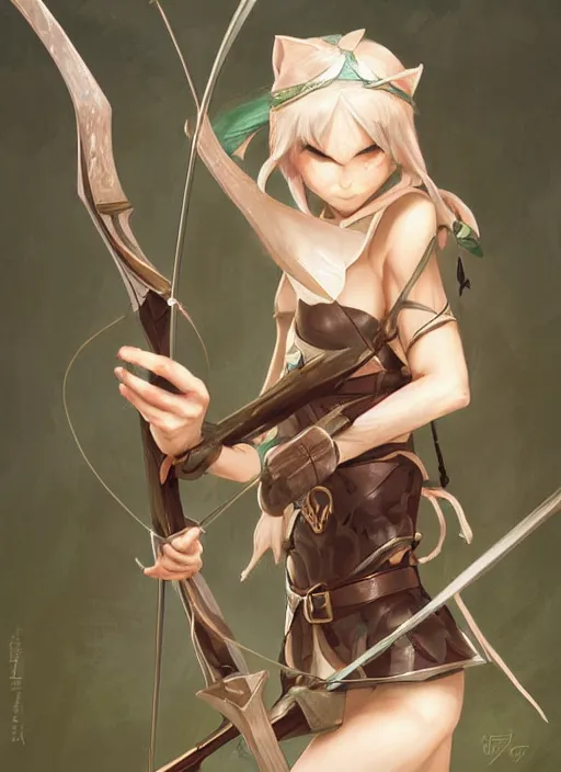 Image similar to elf archer aiming a bow by adrian smith and guweiz