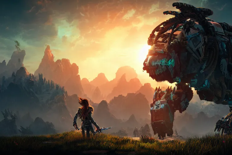 Image similar to tremortusk machine mecanical creature robot of horizon forbidden west horizon zero dawn bioluminiscence global illumination ray tracing hdr fanart arstation by ian pesty and alena aenami artworks in 4 k