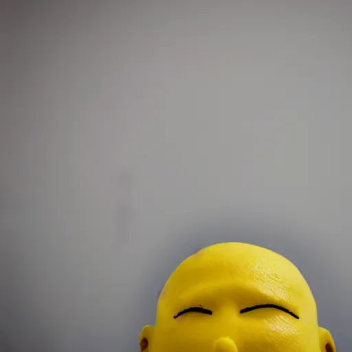 Image similar to a man wearing a suit lemon head