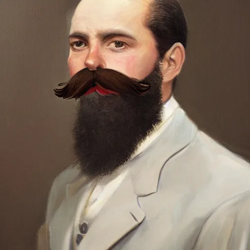 Image similar to detailed portrait painting of gentleman with a glorious moustache