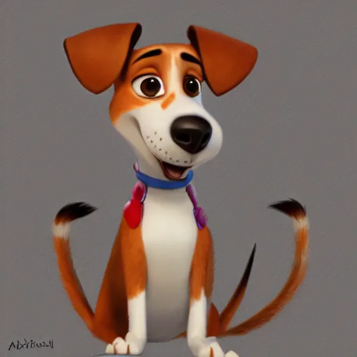 Image similar to jack russel terrier character shocked, pixar, disney, zootopia, up, concept art, sketch, trending on artstation, graphic novel, childrens illustrated storybook, by alphonse mucha and cory loftis and matthias lechner