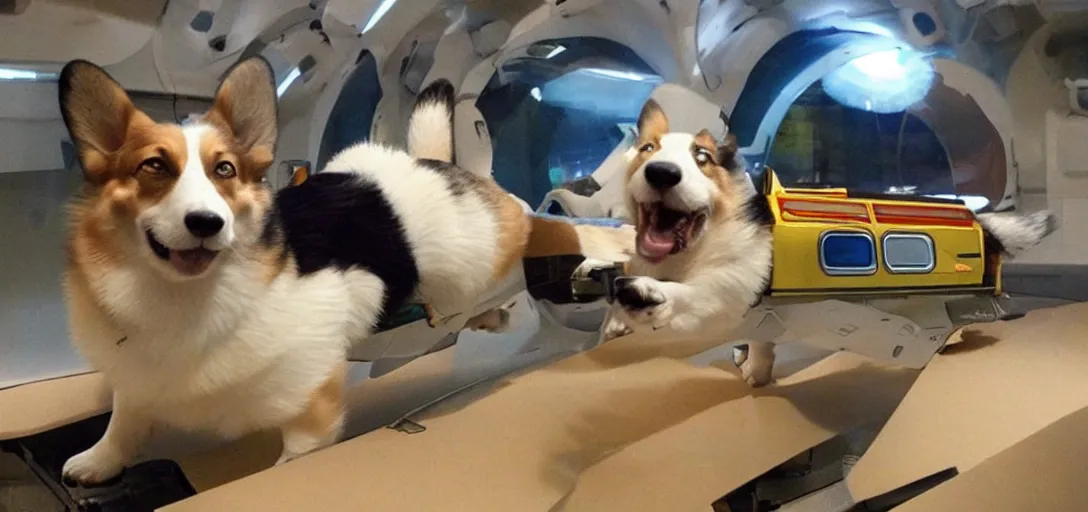 Image similar to corgi piloting a spaceship