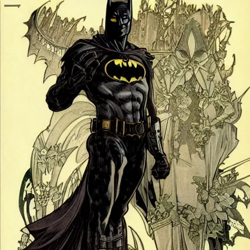 Image similar to batman batsuit designs, intricate, elegant, highly detailed, gothic style, smooth, sharp focus, illustration, art by alphonse mucha