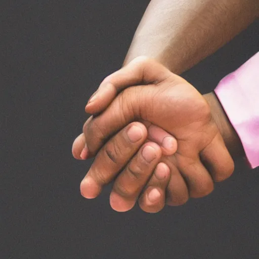 Prompt: a photo of a handshake between a black hand and a persian hand