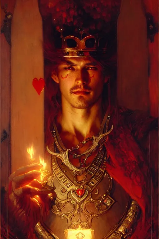 Prompt: the king of hearts by gaston bussiere, bayard wu, greg rutkowski, giger, maxim verehin