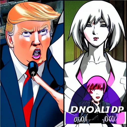 Prompt: donald trump in ghost in the shell, anime, cyberpunk