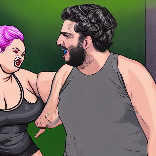 Image similar to trisha paytas punching ethan klein, the h3 podcast, digital art, 4k