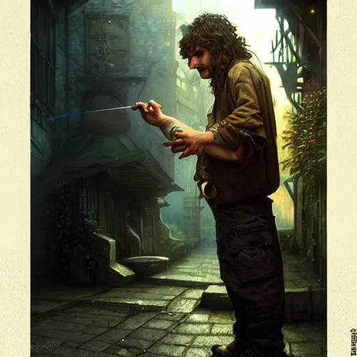 Prompt: Drug addict hobbit smoking in a dark alley, ultra realistic, concept art, intricate details, dark, highly detailed, photorealistic, octane render, 8k, unreal engine, art by artgerm and greg rutkowski and alphonse mucha