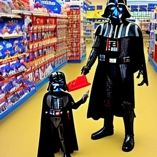 Image similar to Darth Vader shoplifting at Toys R us