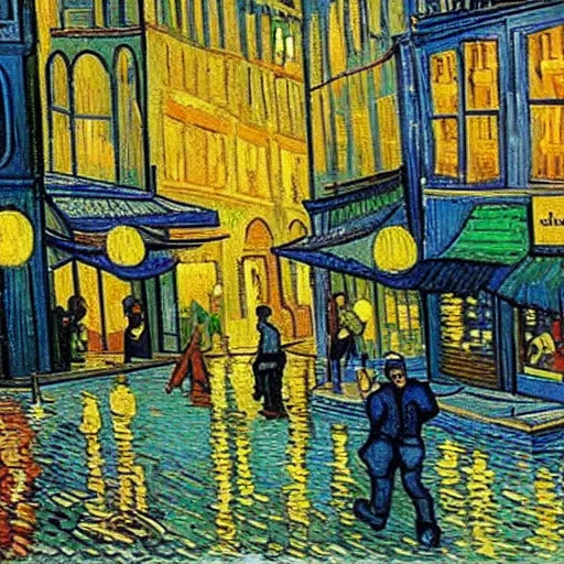 Image similar to a vincent van gogh painting of streets of rage 2