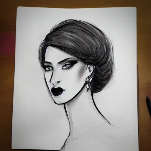 Image similar to beautiful lady face. sketch