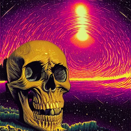 Image similar to ngc 3132 melting mysterious skull landscape by Casey Weldon, dan mumford 8k ultra high definition, upscaled, edge of the world, image credit nasa nat geo