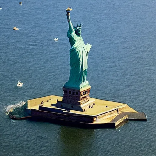 Image similar to a statue of liberty sinking in the ocean