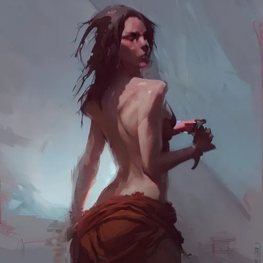 Prompt: Woman, by Greg Rutkowski.