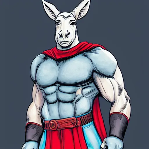 Prompt: a donkey themed superhero by artgerm