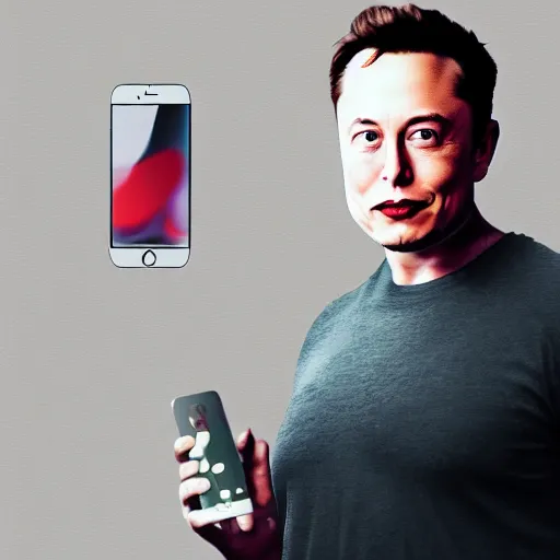 Prompt: Elon Musk holding iphone, by dreamwork animation, 8k, trending on ArtStation,hyperdetalied,