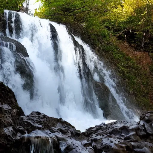 Image similar to a waterfall that flows up into a cloud