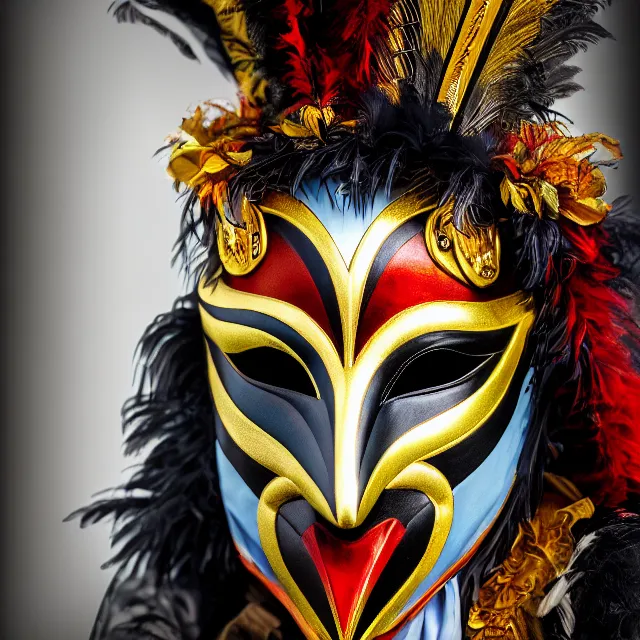 Prompt: photo of a beautiful!! harlequin warrior with venetian mask highly detailed 8 k hdr smooth sharp focus high resolution award - winning photo photorealistic