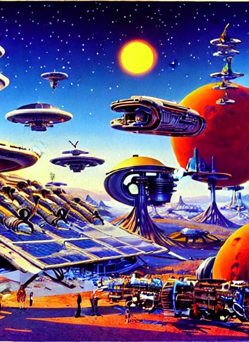 Image similar to photorealistic image of a retro futurism, solarpunk, biopunk, naturecore, by robert mccall